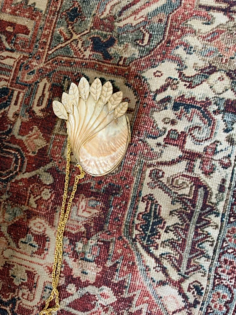Mother of Pearl Shell Clutch Bag | Gold Leaf Evening Purse